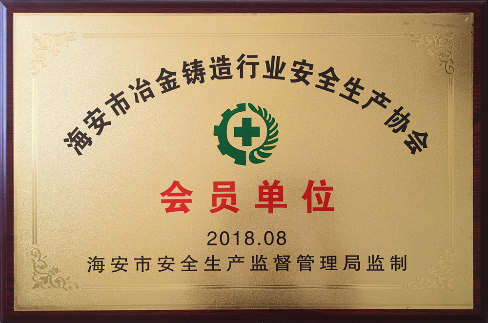 海安冶金鑄造行業(yè)安全生產(chǎn)協(xié)會(huì)會(huì)員單位